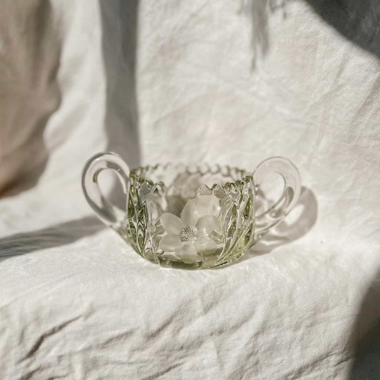 Antique Crystal Flower Dish